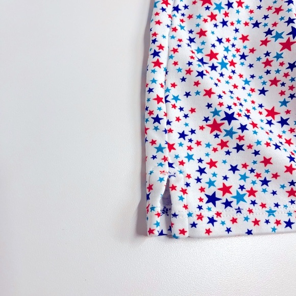 Lands end cotton star collar shirt buttons bottom side slits red white blue top - Picture 8 of 11